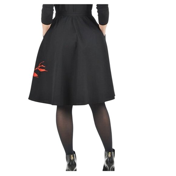 eShakti Women's Black Owl Embellished Poplin A-line Skirt SIZE-S/6 - Picture 9 of 10